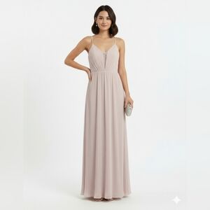 BCBGeneration Pink Lace Crinkle Pleated Chiffon Maxi Prom Formal Dress Gown Sz 6